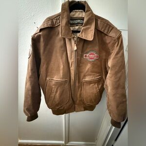 Vintage Brown leather jacket with patches